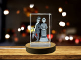 Recognition Traditional English Suit Trophy Award - 3D Engraved Crystal Gift with LED Base - Custom Award From A&B Crystal Collection