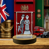 Recognition Traditional English Suit Trophy Award - 3D Engraved Crystal Gift with LED Base - Custom Award From A&B Crystal Collection