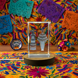 3D Crystal Engraving of Traditional Mexican Clothing Heritage - Recognition Trophy Award