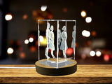 3D Engraved Crystal Trophy Award Recognition of Traditional German Clothing Home Decor with LED Base - Custom Award From A&B Crystal Collection