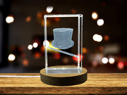 Magician Hat 3D Engraved Crystal Recognition - Captivating Illusion Art with LED Base Light