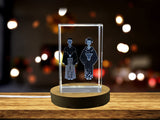 Traditional Japanese Kimono 3D Engraved Crystal Trophy Award with LED Base - Recognition Gift
