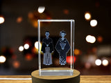 Traditional Japanese Kimono 3D Engraved Crystal Trophy Award with LED Base - Recognition Gift - Custom Award From A&B Crystal Collection
