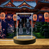 Traditional Japanese Kimono 3D Engraved Crystal Trophy Award with LED Base - Recognition Gift