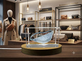 3D Engraved Crystal Belt Bag with Free LED Base Light - Custom Award From A&B Crystal Collection