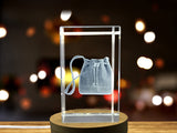 Recognition Trendy Versatility 3D Engraved Crystal Bucket Bag with Free LED Base Light - Custom Award From A&B Crystal Collection