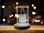 Recognition 3D Engraved Crystal Tote Bag with Free LED Base Light - Elegance in Every Detail