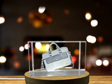 Recognition: Luxury 3D Engraved Crystal Laptop Bag with Free LED Base Light - Made in Canada - Custom Award From A&B Crystal Collection