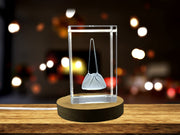 Recognition 3D Engraved Crystal Pouch Bag with LED Base Light - Elegant Storage Solution