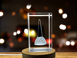 Recognition 3D Engraved Crystal Pouch Bag with LED Base Light - Elegant Storage Solution - Custom Award From A&B Crystal Collection