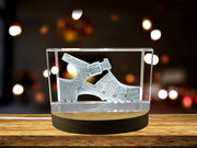 Jelly Shoes 3D Engraved Crystal Gift Recognition - Unique Decorative Sculpture with LED Base