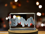 Emma 3D Engraved Crystal Trophy Award With Name Recognition & Free LED Base Light - Custom Award From A&B Crystal Collection