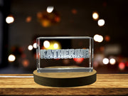Katherine Recognition Custom 3D Engraved Crystal Trophy Award with LED Base & Gift Box