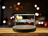 Recognition Christine Trophy and Award | Custom 3D Engraved Crystal Art with LED Base - Custom Award From A&B Crystal Collection