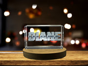 Diane 3D Engraved Crystal Trophy Award For Recognition - Custom Name Art With Free LED Base Light