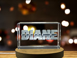 Diane 3D Engraved Crystal Trophy Award For Recognition - Custom Name Art With Free LED Base Light - Custom Award From A&B Crystal Collection