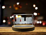Recognition Julie Trophy Award | Custom 3D Engraved Crystal Art with LED Base Light