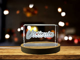 Personalized Recognition 3D Engraved Crystal Trophy Award - Custom Name with LED Base Light - Custom Award From A&B Crystal Collection