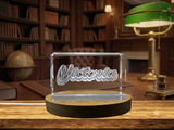 Victoria Name 3D Engraved Crystal Trophy Award - Custom Name with LED Base Light