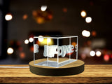 Personalized Recognition 3D Engraved Crystal Trophy Award with LED Base Light - Custom Award From A&B Crystal Collection