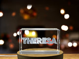Theresa 3D Engraved Crystal Trophy - Custom Name Recognition Award with Free LED Base, Handmade in Canada - Custom Award From A&B Crystal Collection