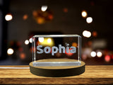 Recognition Sophia 3D Engraved Crystal Trophy Award with FREE Round LED Base Light