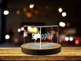 Recognition Sophia 3D Engraved Crystal Trophy Award with FREE Round LED Base Light - Custom Award From A&B Crystal Collection