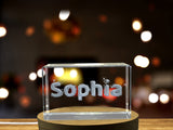 Recognition Sophia 3D Engraved Crystal Trophy Award with FREE Round LED Base Light - Custom Award From A&B Crystal Collection