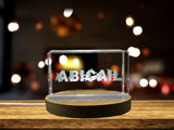 Custom 3D Engraved Crystal Trophy Award for Recognition with LED Base - Unique Art Piece by A&B