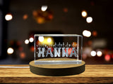 Hannah 3D Engraved Crystal Trophy Award - Personalized Recognition Art with LED Base Light - Custom Award From A&B Crystal Collection