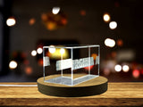 Recognition Virginia 3D Engraved Crystal Trophy Award with LED Base – Custom Name Art Gift - Custom Award From A&B Crystal Collection