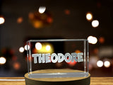 Theodore 3D Engraved Crystal Recognition Trophy Award - Custom Name Art with LED Base Light - Custom Award From A&B Crystal Collection