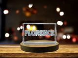 Florence 3D Engraved Crystal Trophy Award - Personal Recognition Art with LED Base