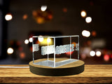 Florence 3D Engraved Crystal Trophy Award - Personal Recognition Art with LED Base - Custom Award From A&B Crystal Collection