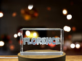 Florence 3D Engraved Crystal Trophy Award - Personal Recognition Art with LED Base - Custom Award From A&B Crystal Collection