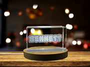 Custom 3D Crystal Recognition Trophy Award – Bennett Design With Free LED Base Light