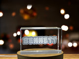 Custom 3D Crystal Recognition Trophy Award – Bennett Design With Free LED Base Light - Custom Award From A&B Crystal Collection