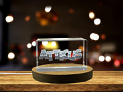 Atticus Recognition Trophy Award - Custom 3D Engraved Crystal Art with LED Base