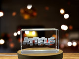 Atticus Recognition Trophy Award - Custom 3D Engraved Crystal Art with LED Base - Custom Award From A&B Crystal Collection