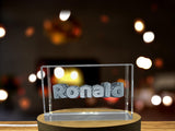 Ronald Recognition Custom 3D Engraved Crystal Trophy Award with Free LED Base - Handcrafted Art - Custom Award From A&B Crystal Collection