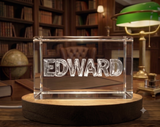 Edward 3D Engraved Crystal Trophy - Personalized Home Decor with LED Base Light & Recognition - Custom Award From A&B Crystal Collection