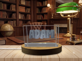 Recognition Personalized 3D Engraved Crystal Trophy for 'Adam' - Free LED Base & Gift Box - Custom Award From A&B Crystal Collection