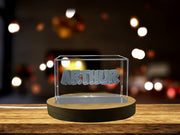 Arthur 3D Engraved Crystal Trophy Award - Recognition Home Decor Gift with Free LED Base Light