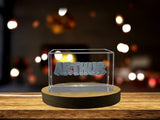 Arthur 3D Engraved Crystal Trophy Award - Recognition Home Decor Gift with Free LED Base Light