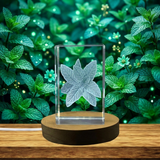 Mint Plant Engraved Crystal Trophy Award Sculpture with LED Base Light - Recognition Decor for Home & Garden - Custom Award From A&B Crystal Collection
