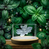 Aroma Of Basil Engraved Crystal Decor Sculpture With LED Base - Herb Garden Accent - Custom Award From A&B Crystal Collection