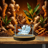 3D Engraved Ginger Plants Crystal Trophy Award with LED Base - Unique Recognition Décor - Custom Award From A&B Crystal Collection