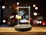 Recognition Coastal Delicacy: 3D Engraved Crystal Sea Palm with LED Base Light and Gift Box
