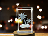 Recognition Coastal Delicacy: 3D Engraved Crystal Sea Palm with LED Base Light and Gift Box - Custom Award From A&B Crystal Collection