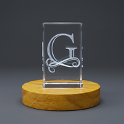 Personalized Crystal Trophy Award with Deep Engraving of Alphabet Letter G - Recognition Gift